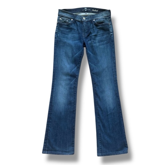 7 For All Mankind Bootcut Stretch Blue Denim Jeans Rhinestones Women’s Size 28 - Picture 1 of 15